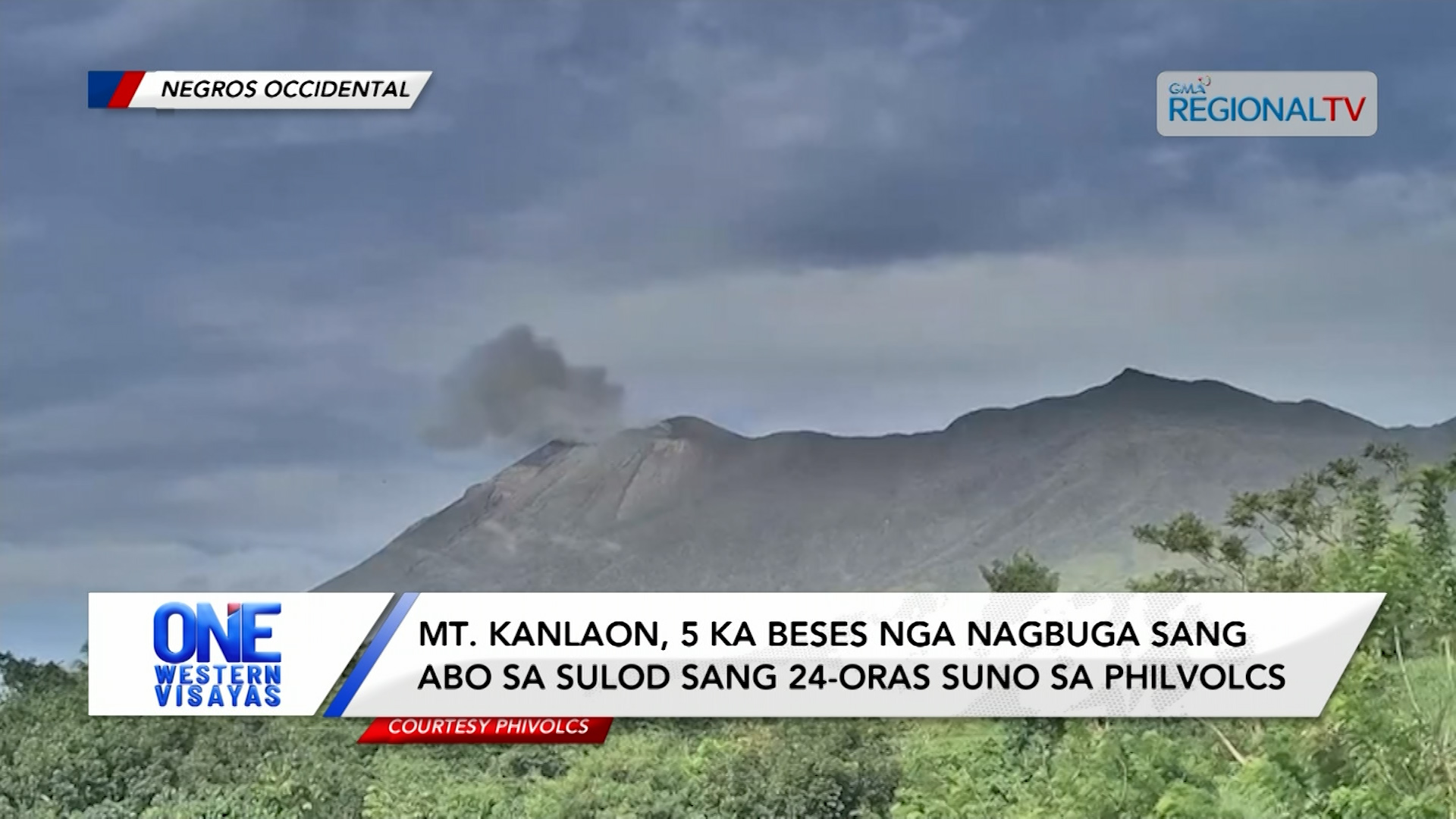 Mt. Kanlaon, 5 ka beses nga nagbuga sang abo sa sulod sang 24-oras