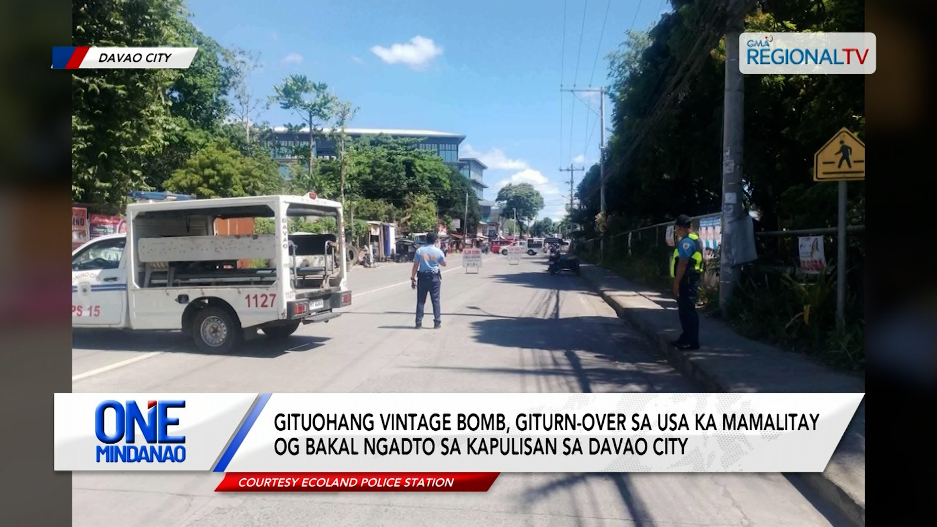 Gituohang vintage bomb, giturn-over sa usa ka mamalitay og bakal sa Davao City