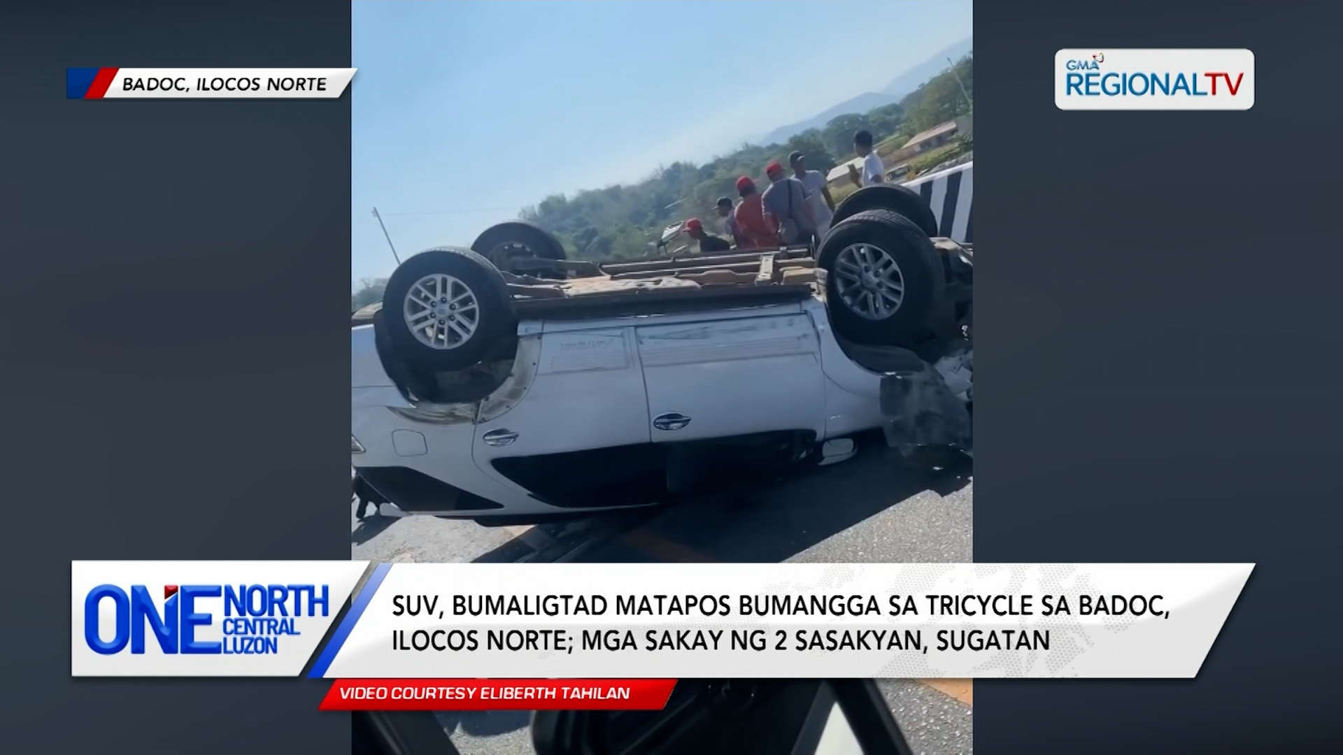 SUV, bumaligtad matapos bumangga sa tricycle sa Badoc, Ilocos Norte