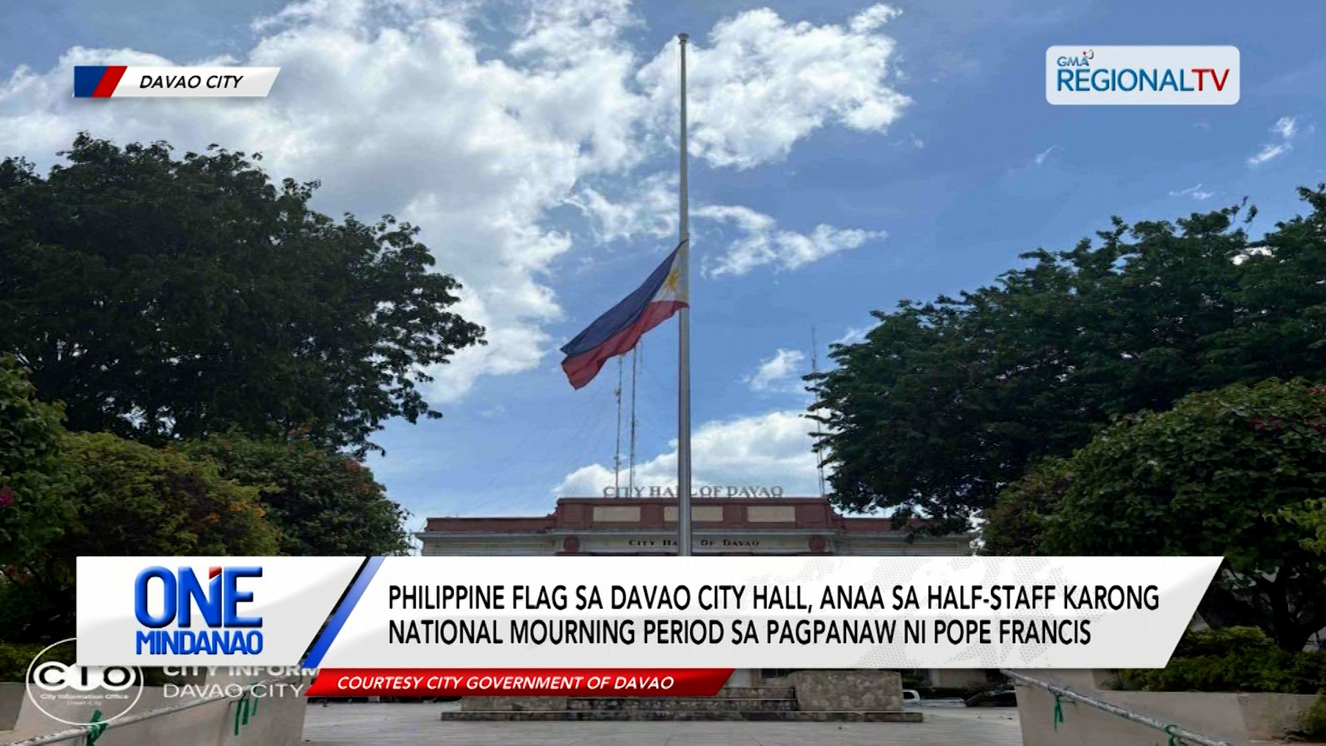 Philippine Flag sa Davao City Hall, half-staff karong national mourning period