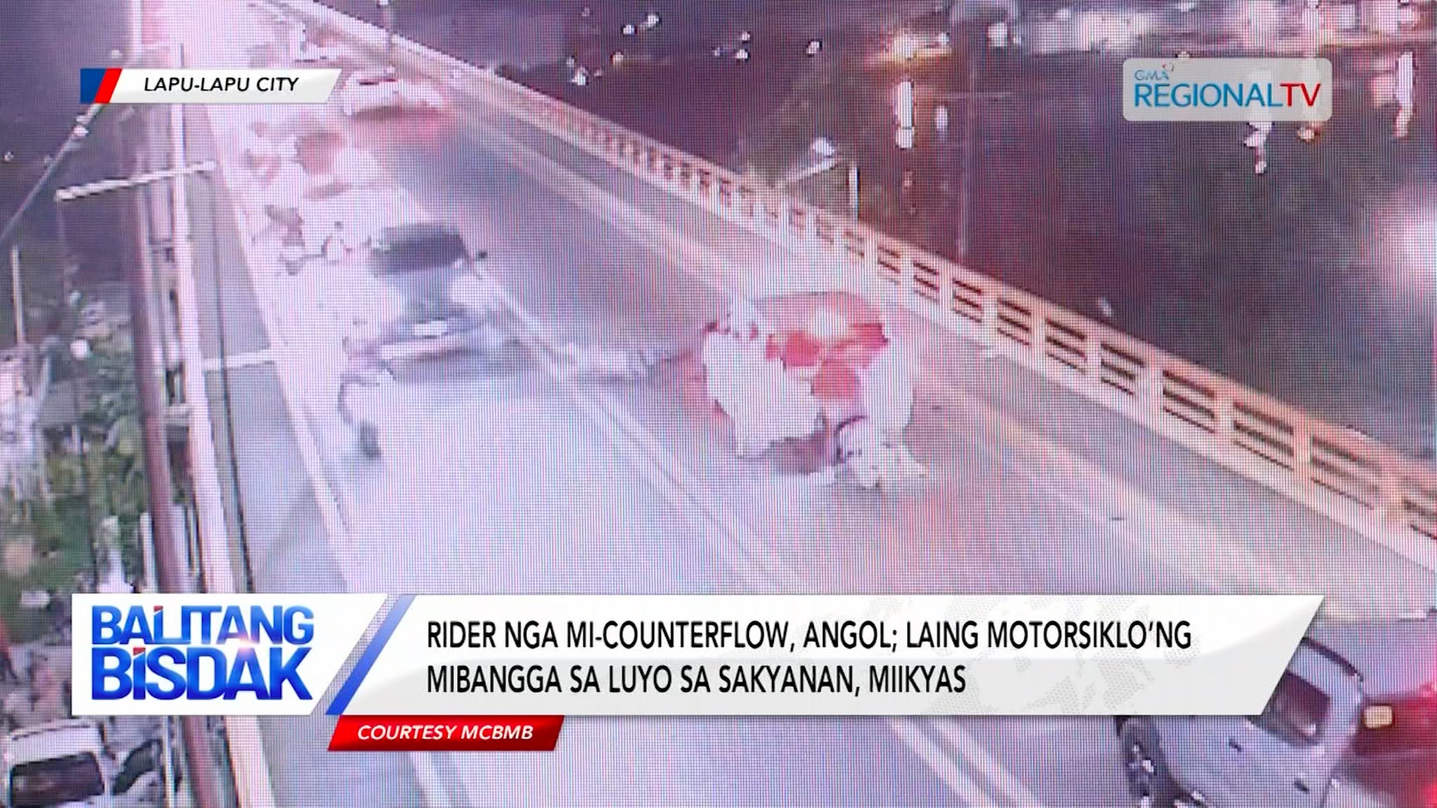 Panagbangga sa motorsiklo ug sakyanan sa first bridge sa Lapu-Lapu City, nahuli-cam