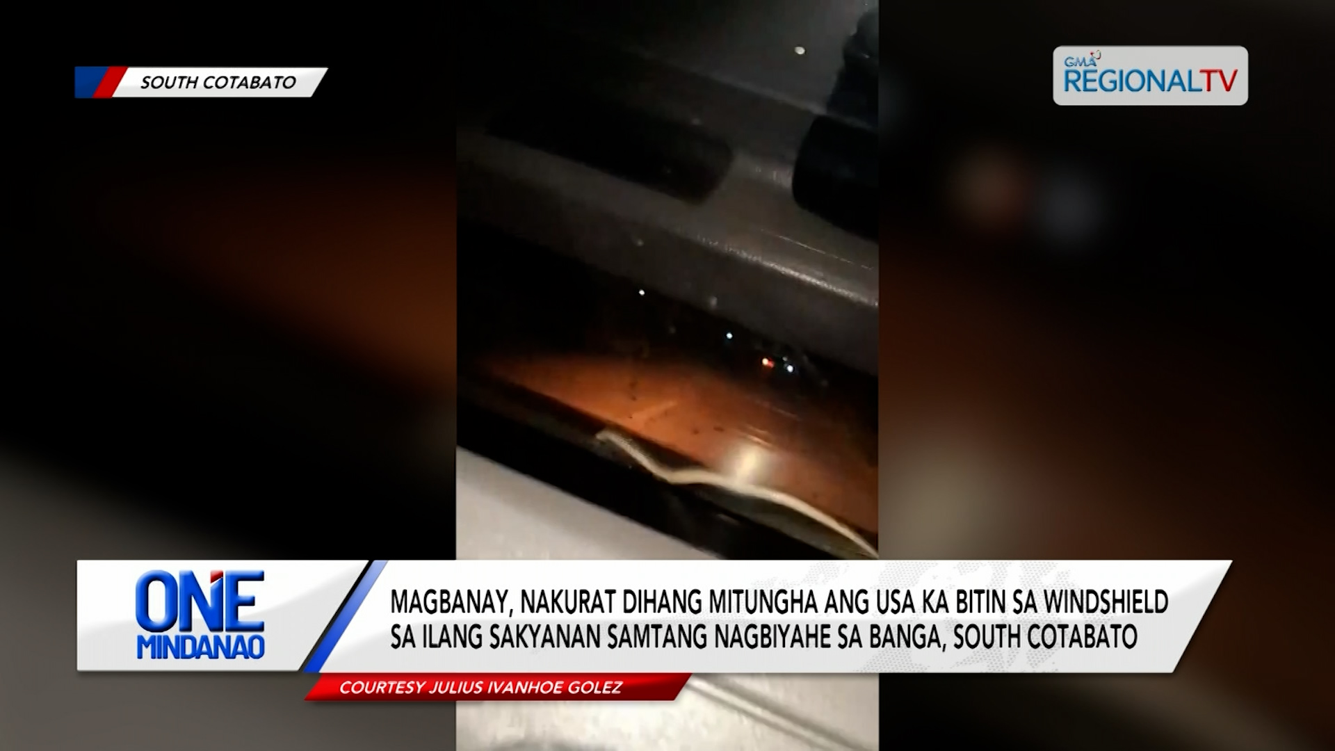 Magbanay, nakurat dihang mitungha ang bitin sa windshield sa ilang sakyanan