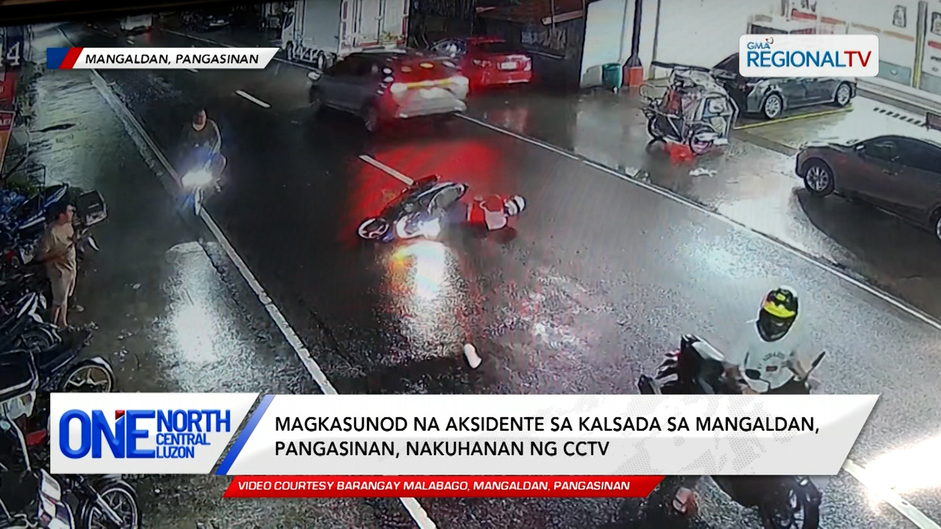 Magkasunod na aksidente sa Mangaldan, Pangasinan, nakuhanan ng CCTV | One North Central Luzon