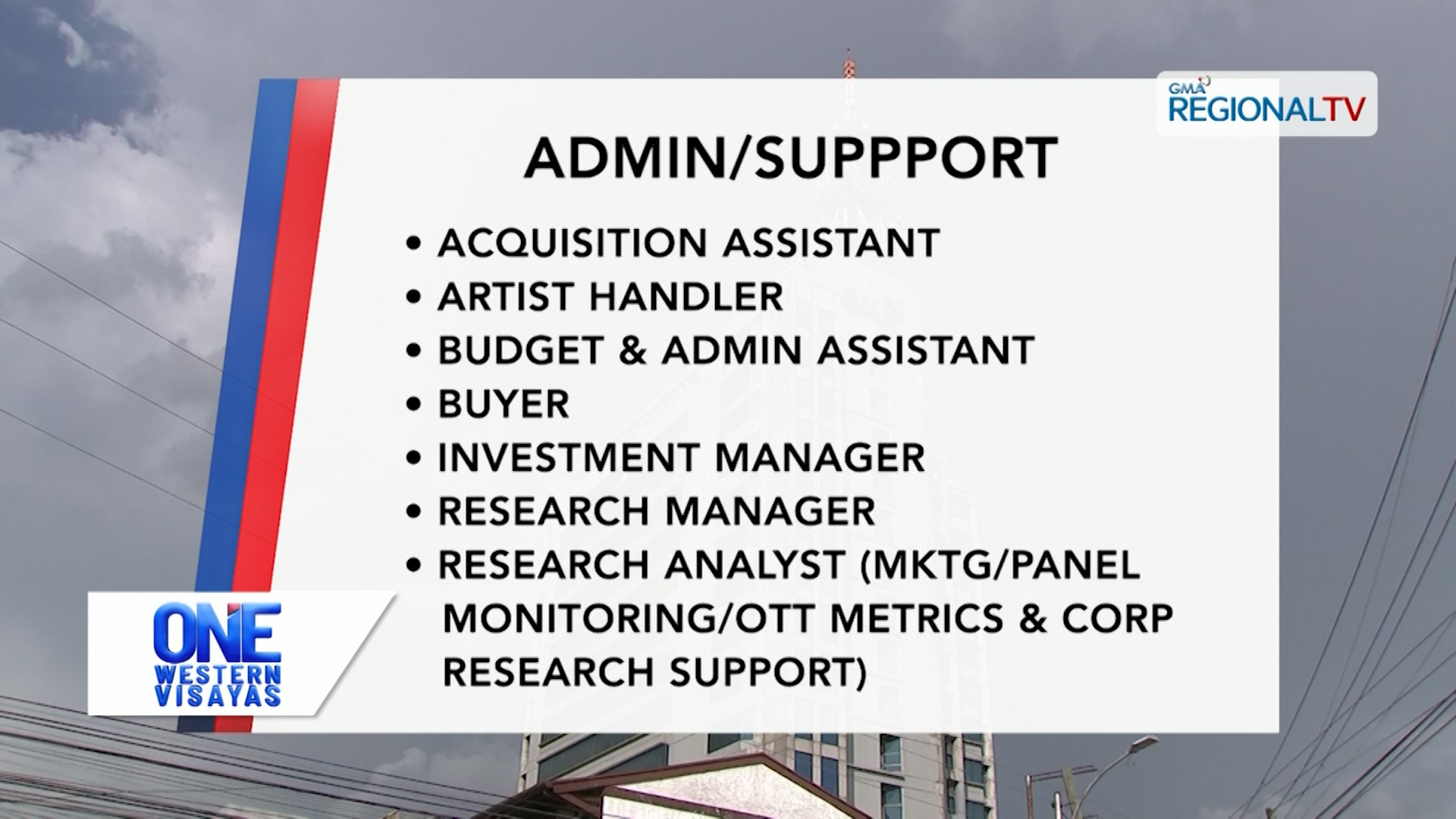 Mga bakante nga posisyon sa GMA network nga sarang aplayan | One Western Visayas