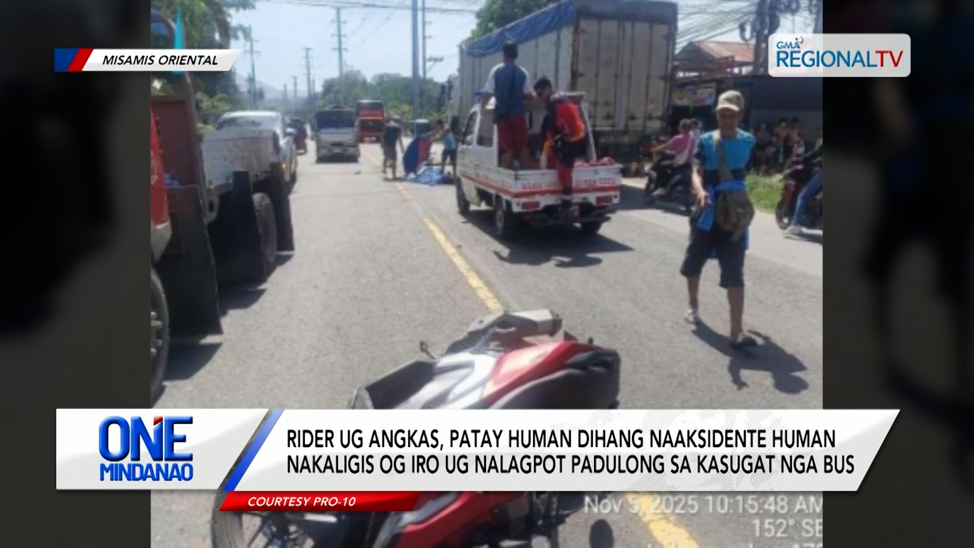 Rider ug angkas, patay human naligsan sa kasugat nga bus | One Mindanao
