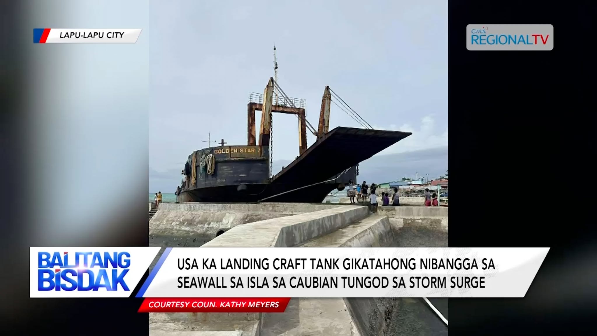 Usa ka Landing Craft Tank, Nabangga sa Seawall sa Caubian Island | Balitang Bisdak