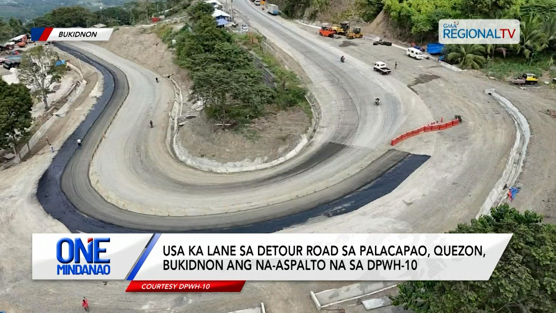 Usa ka lane sa detour road sa Palacapao, Quezon, Bukidnon, na-aspalto na | One Mindanao