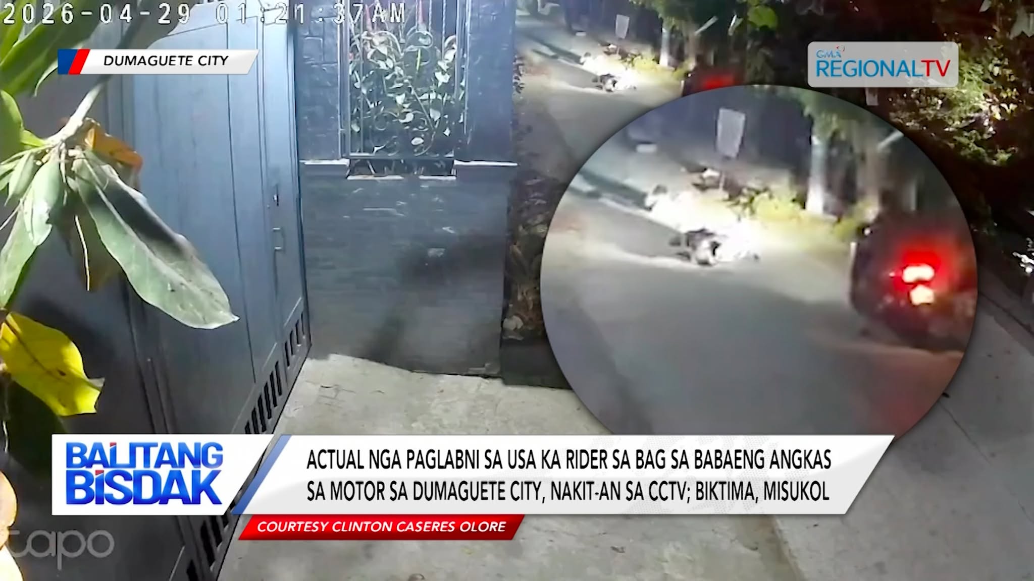 Actual nga Paglabni sa Rider sa Bag sa Babaeng Angkas sa Motor, nakuhaan sa CCTV | Balitang Bisdak