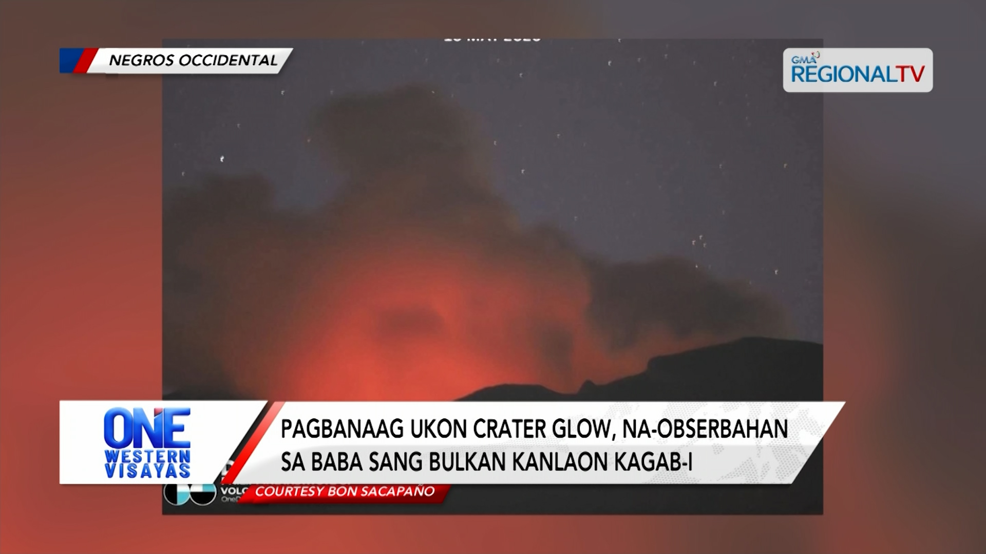 Pagbanaag ukon crater glow, na-obserbahan sa baba sang Bulkan Kanlaon kagab-i | One Western Visayas