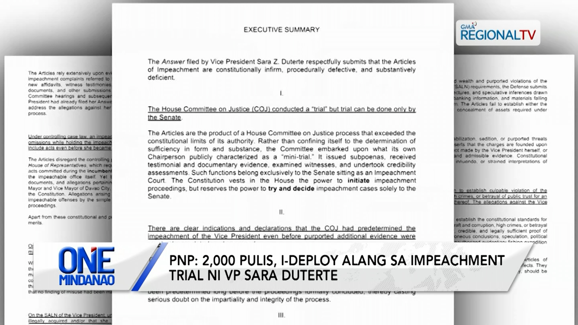2,000 pulis, i-deploy alang sa impeachment trial ni VP Sara Duterte I One Mindanao