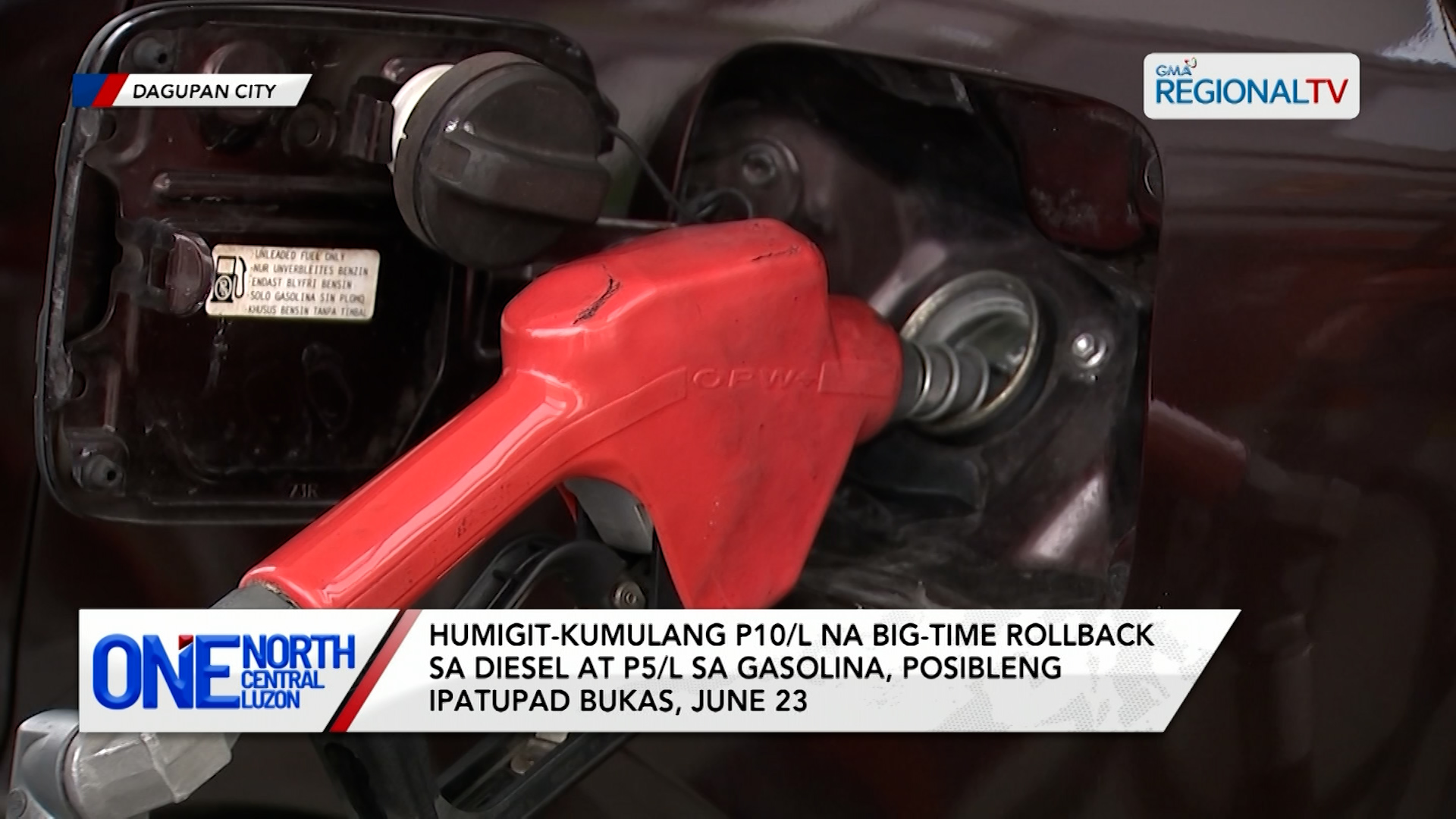 Humigit-kumulang P10/L big-time rollback sa diesel at P5/L sa gasolina | One North Central Luzon