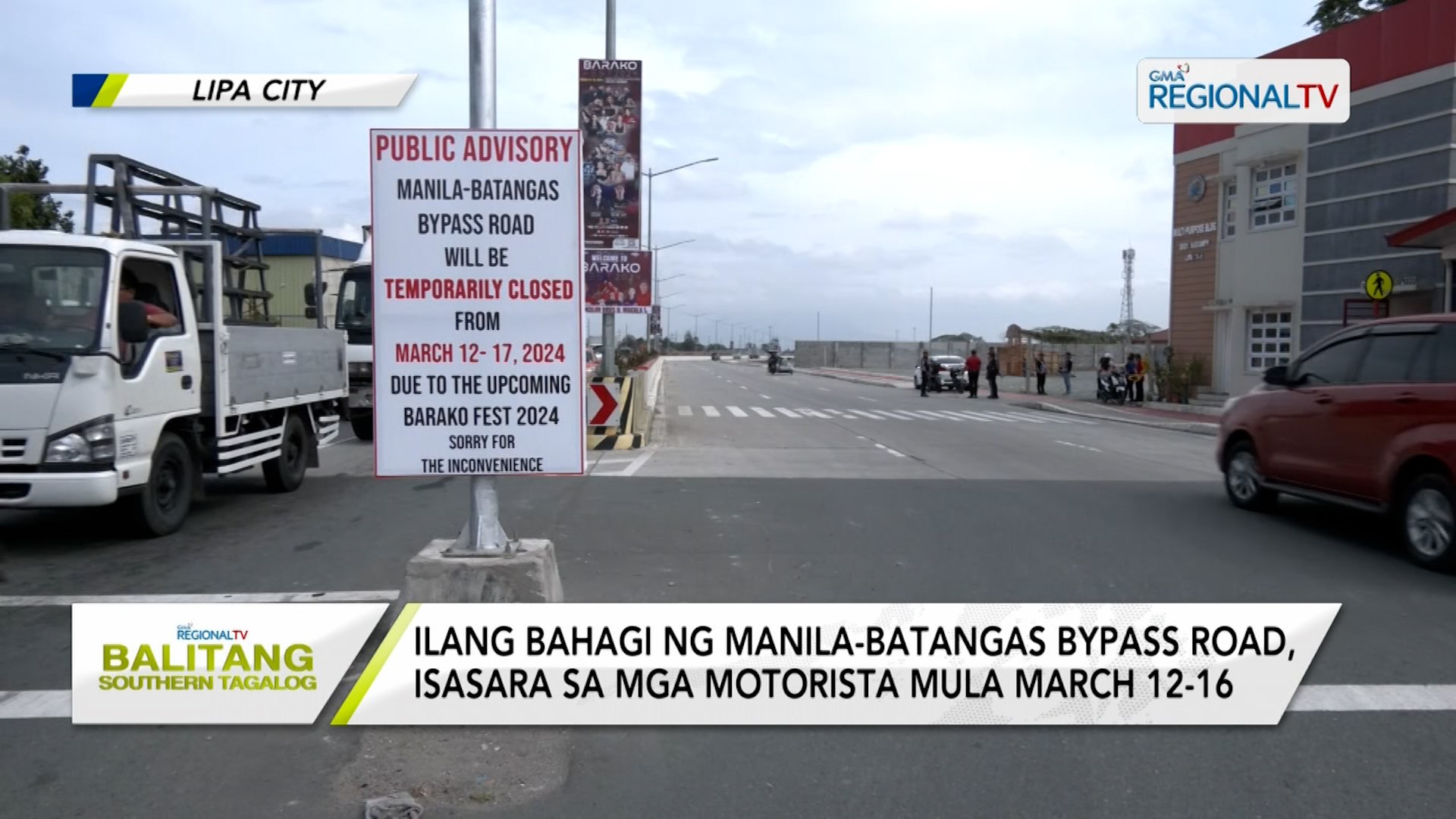 Ilang bahagi ng Manila-Batangas bypass road, isasara sa mga motorista