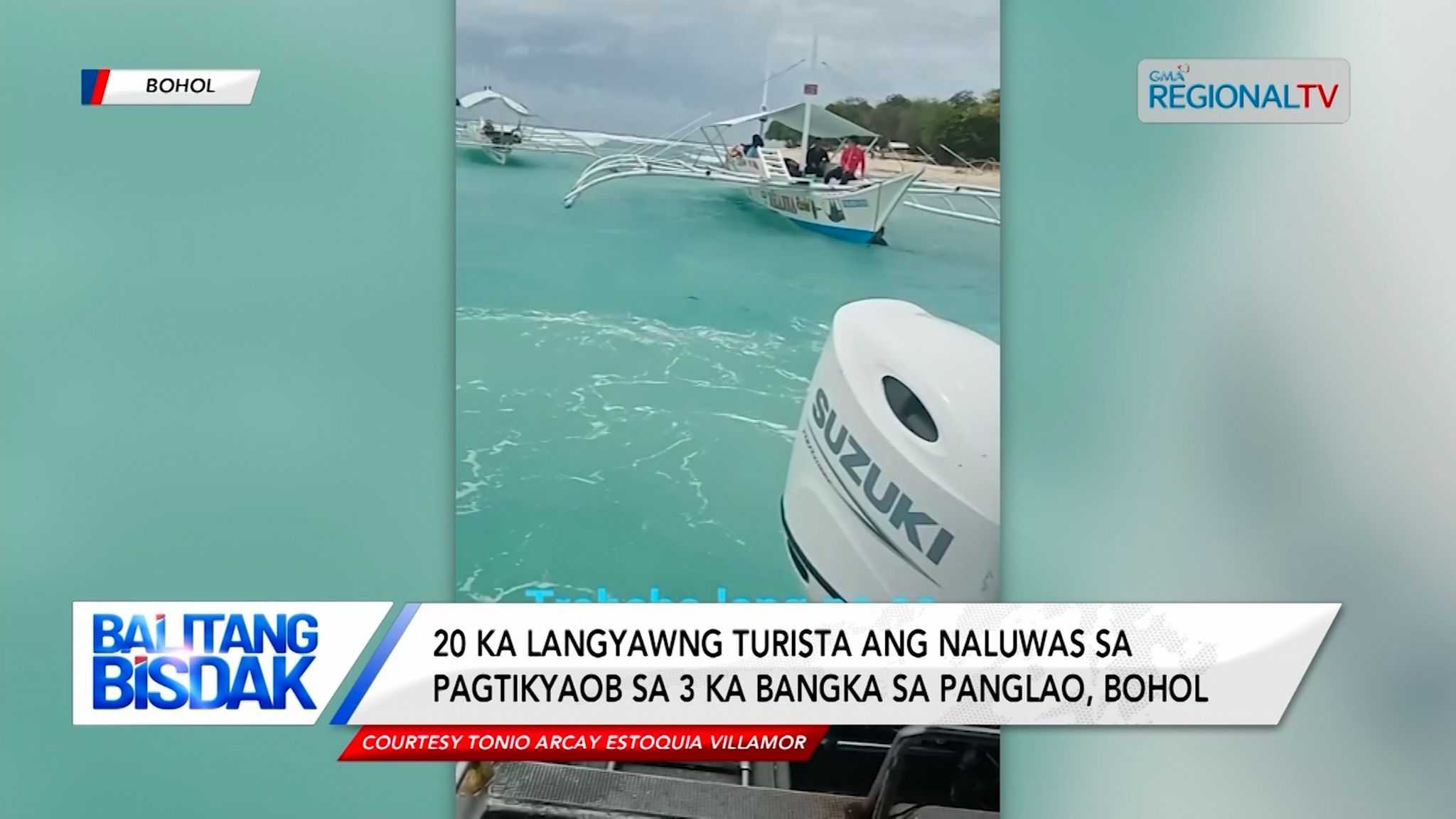 3 ka bangka, nalunod sa Panglao, Bohol; 20 ka turista, naluwas
