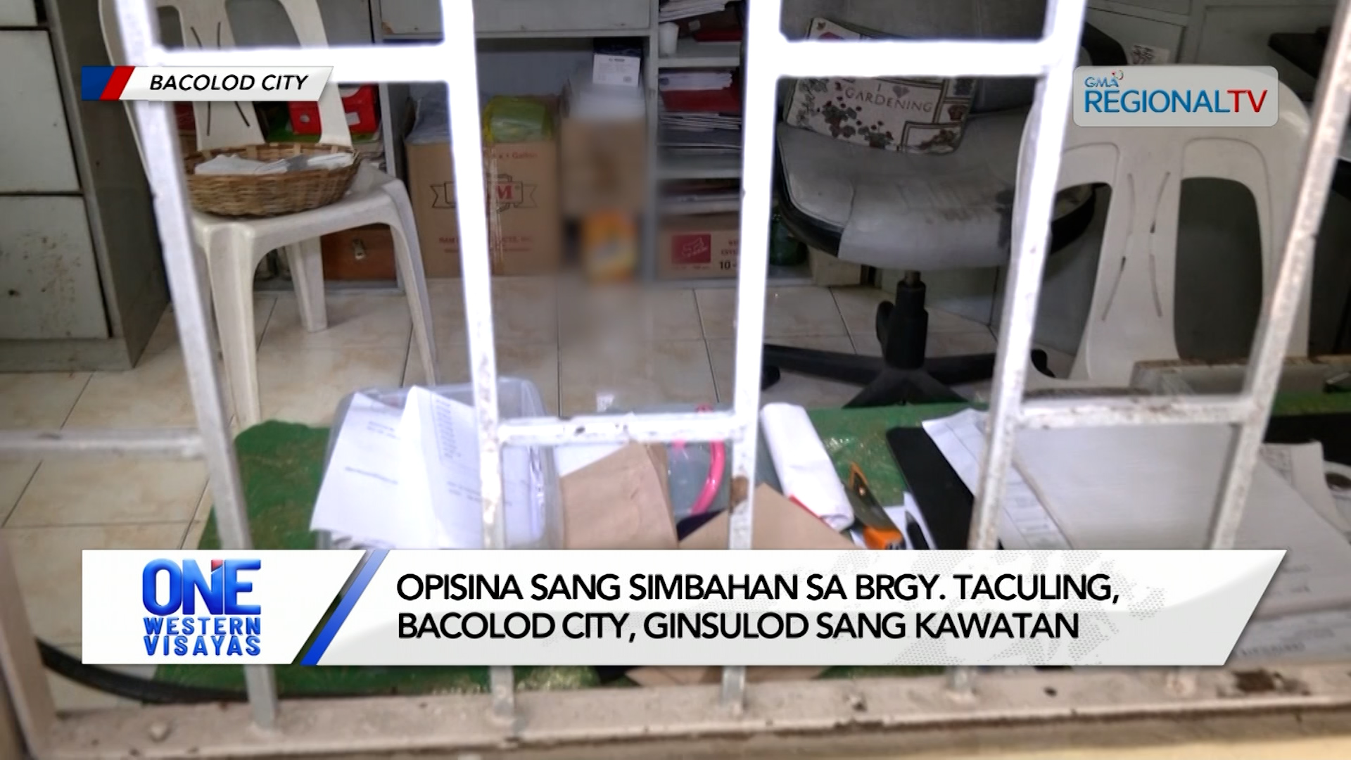 Opisina sang simbahan sa Brgy. Taculing, Bacolod City, ginsulod sang kawatan