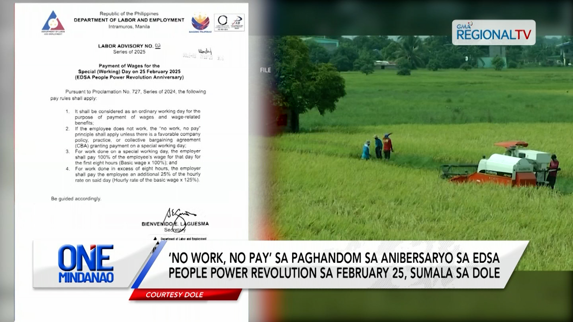 ‘No Work, No Pay’  sa anibersaryo sa Edsa People Power Revolution