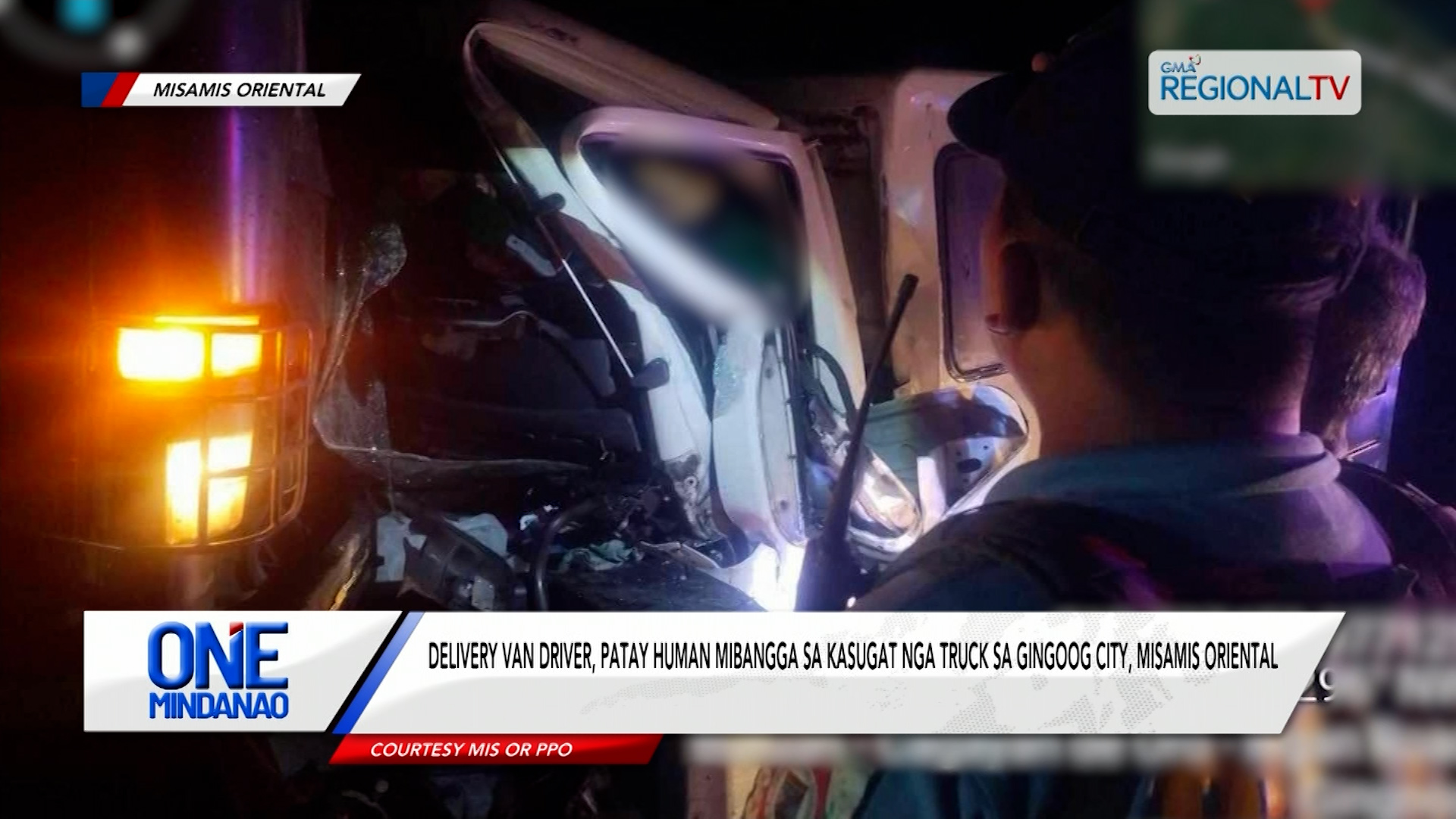 Delivery van driver, patay human mibangga sa kasugat nga truck sa Gingoog City