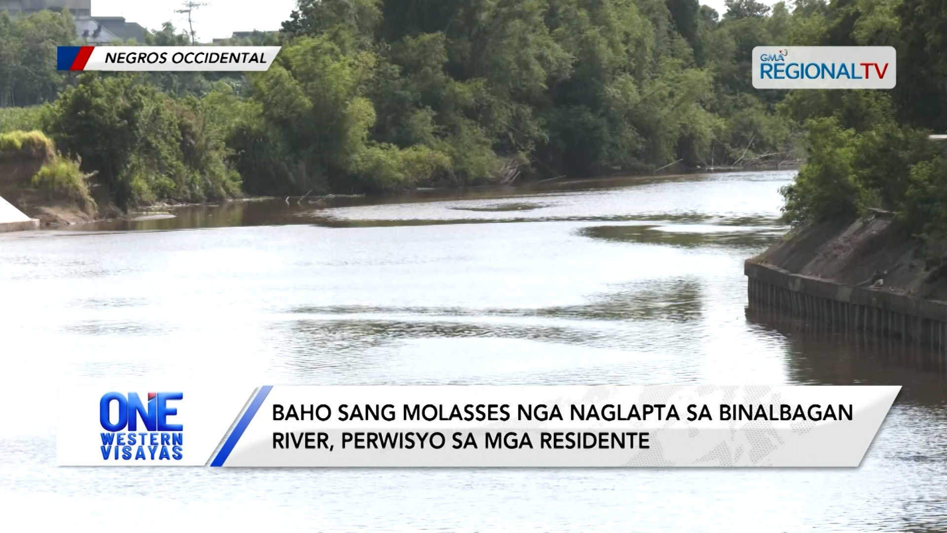Baho sang molasses nga naglapta sa Binalbagan River, perwisyo sa mga residente