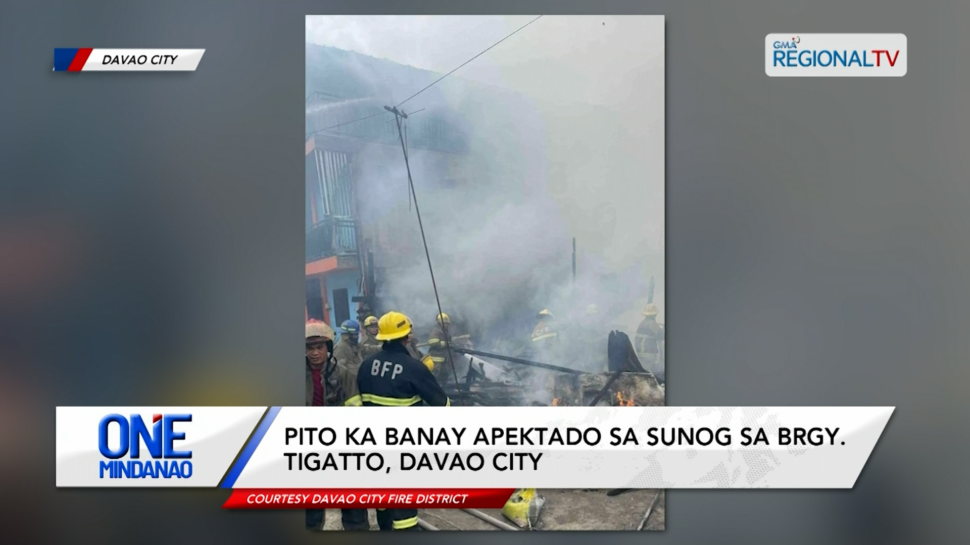 Pito ka banay apektado sa sunog sa Brgy. Tigatto, Davao City