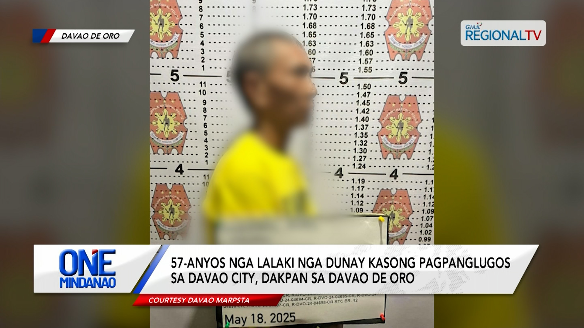 57-anyos nga lalaki nga dunay kasong pagpanglugos dakpan sa Davao de Oro