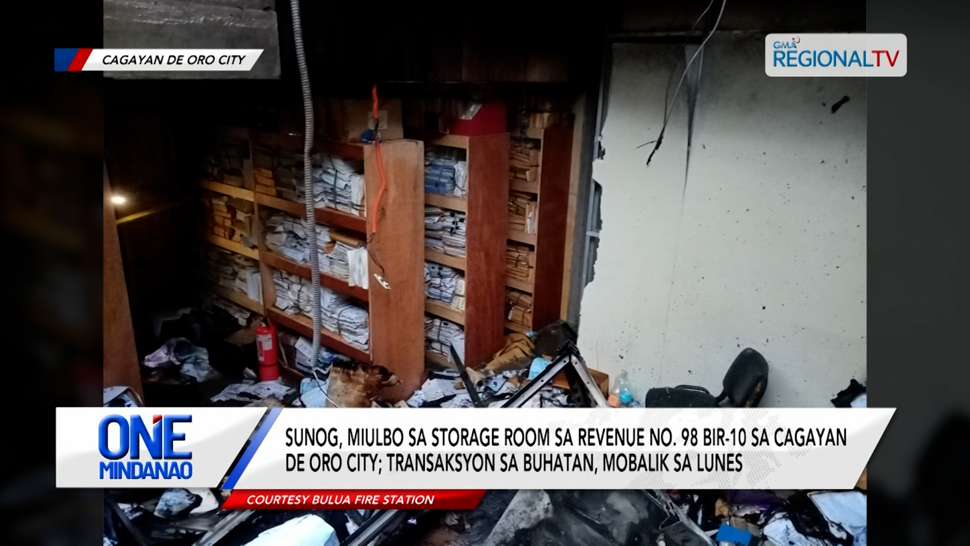 Sunog, miulbo sa storage room sa BIR-10 sa Cagayan de Oro City
