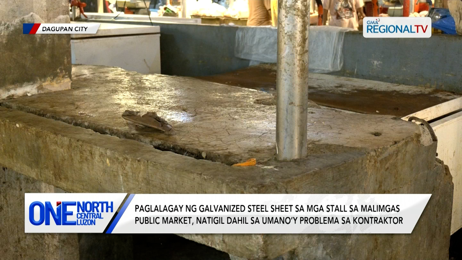 Paglalagay ng galvanized steel sheet sa mga stall sa Malimgas, natigil
