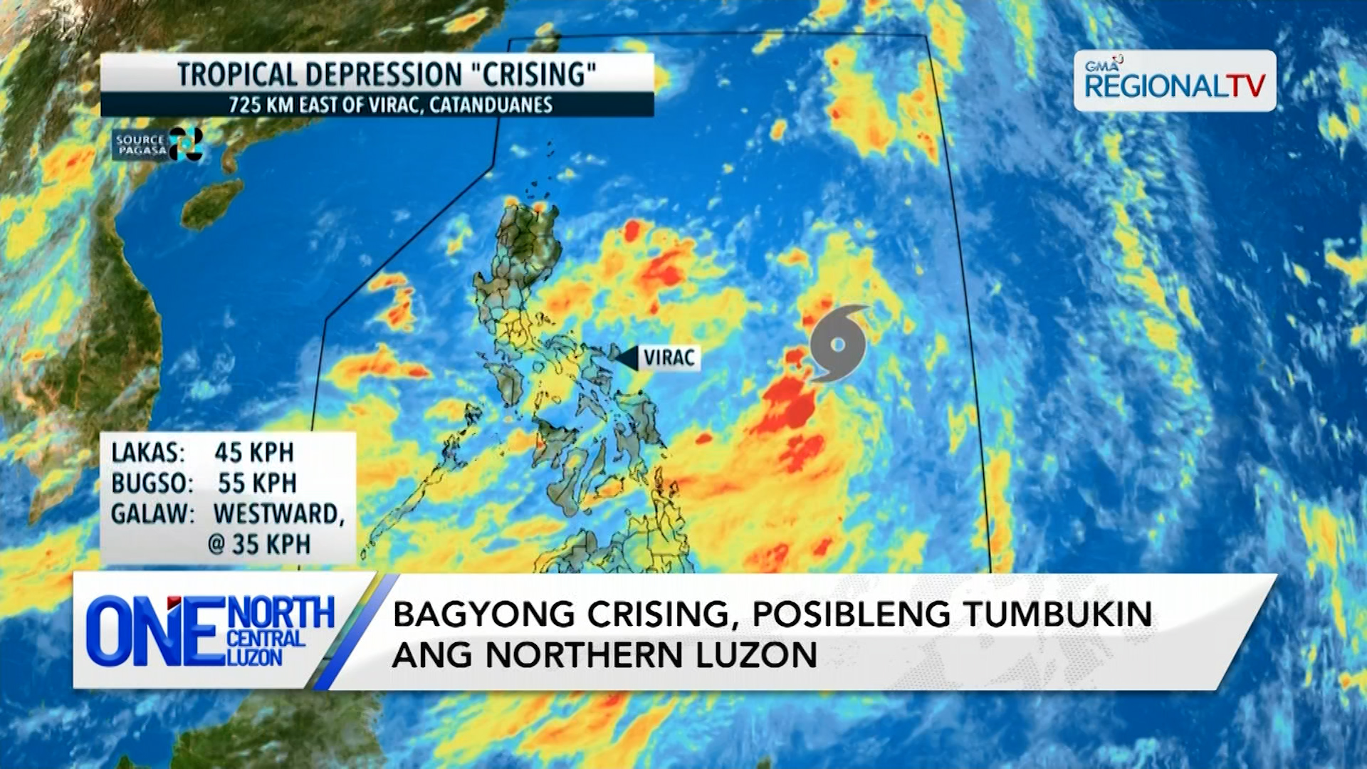 Bagyong Crising, posibleng tumbukin ang Northern Luzon