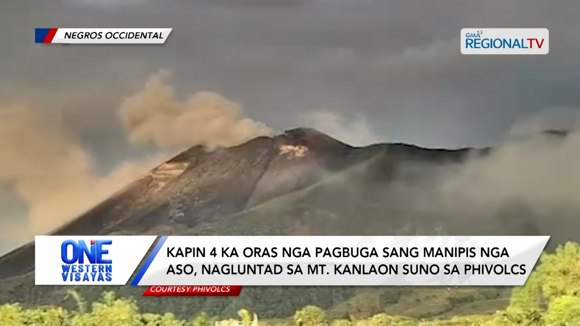 Kapin 4 ka oras nga pagbuga sang manipis nga aso, nagluntad sa Mt. Kanlaon | One Western Visayas