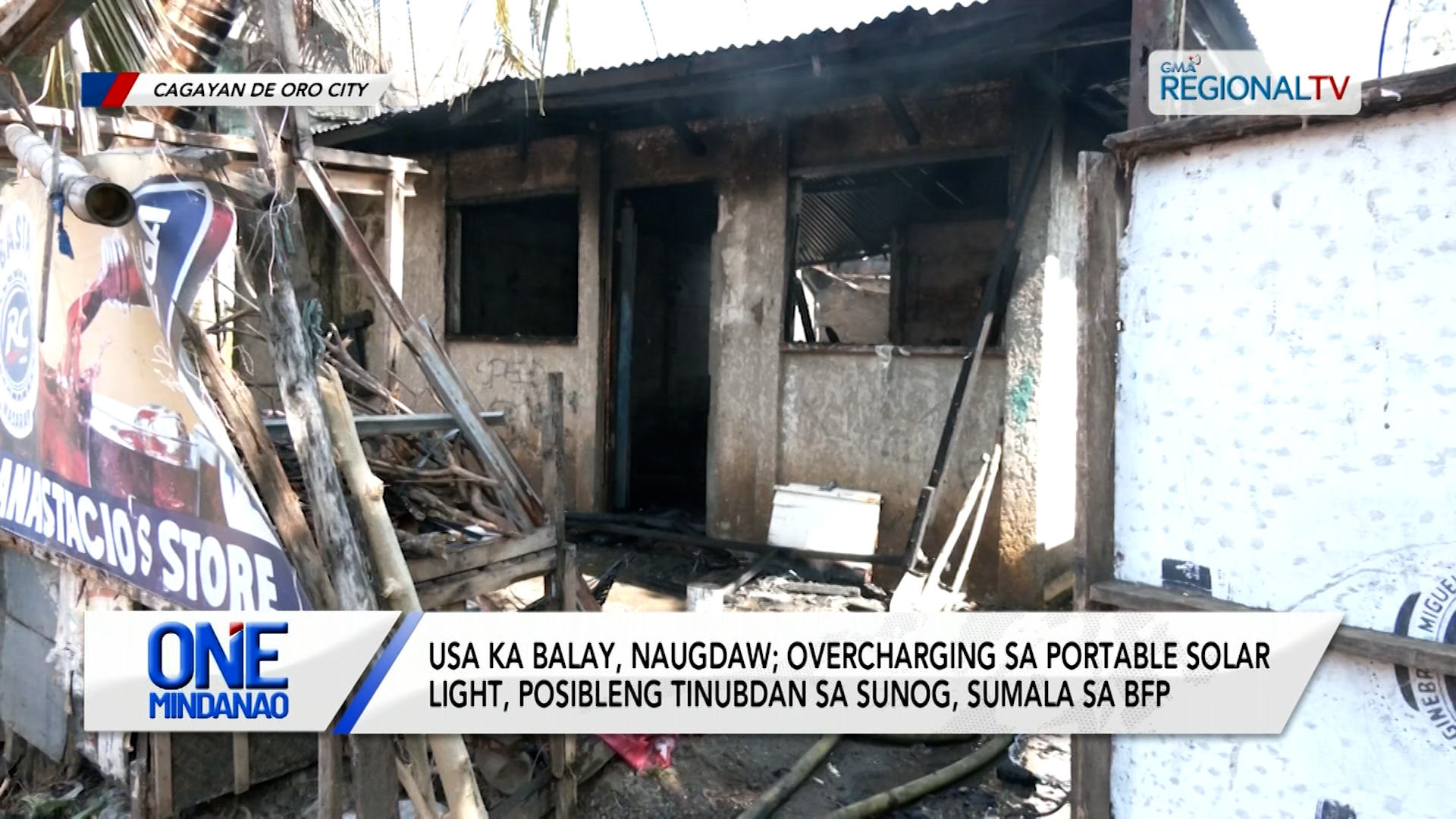 Usa ka balay, naugdaw; overcharging sa portable solar light, posibleng tinubdan | One Mindanao