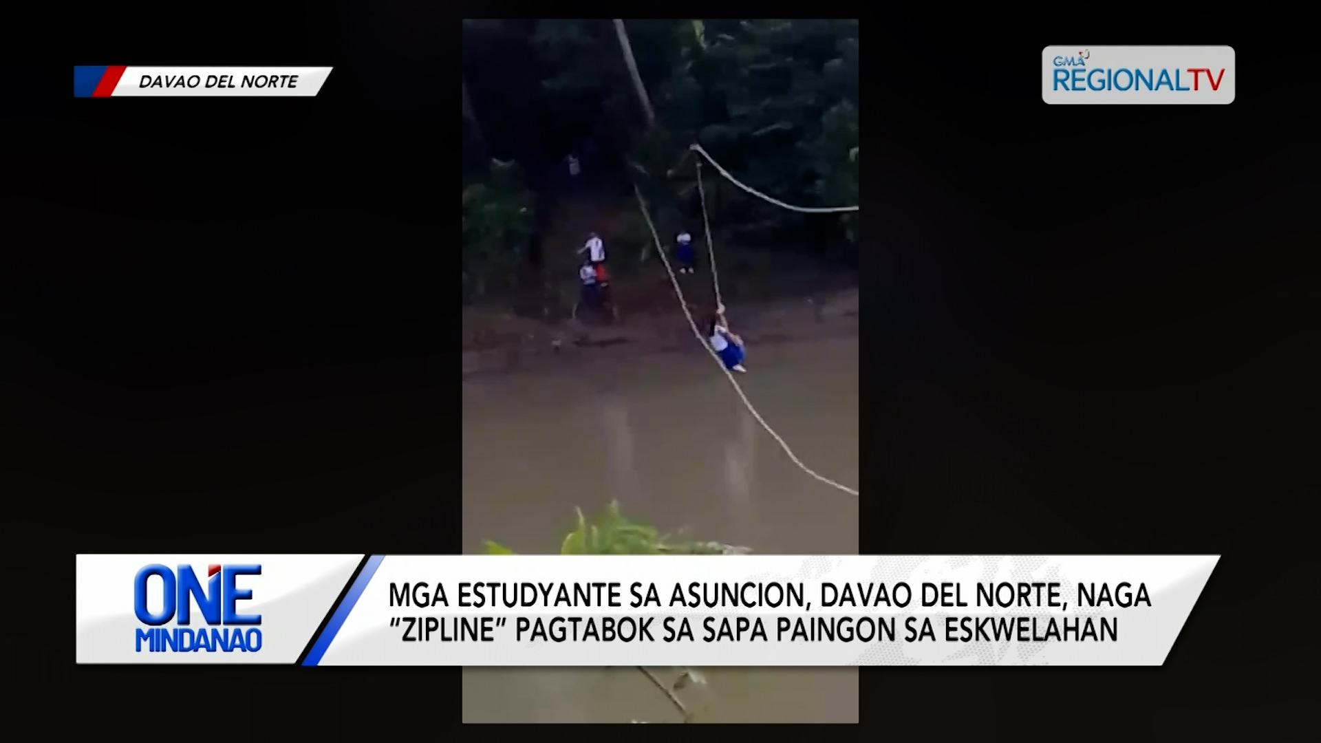 Mga estudyante sa Asuncion, Davao del Norte, naga “zipline” pagtabok sa sapa | One Mindanao