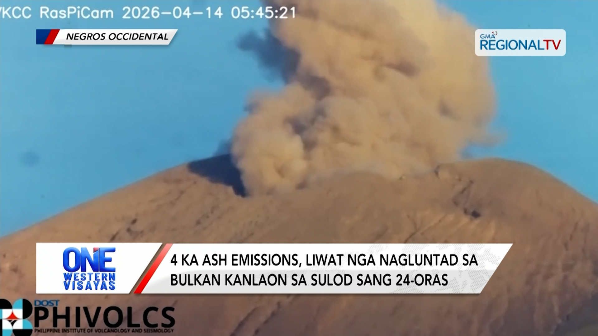 4 ka ash emissions, liwat nga nagluntad sa Bulkan Kanlaon sa sulod sang 24-oras| One Western Visayas