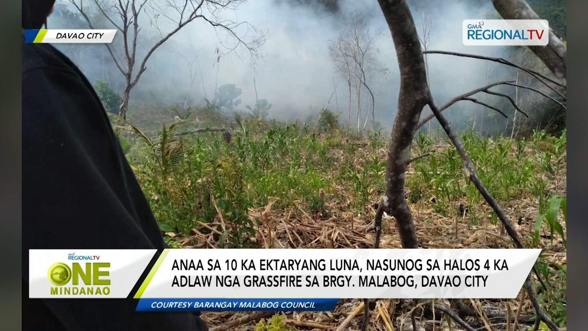 Anaa sa 10 ka ektaryang luna, nasunog sa Barangay Malabog, Davao City