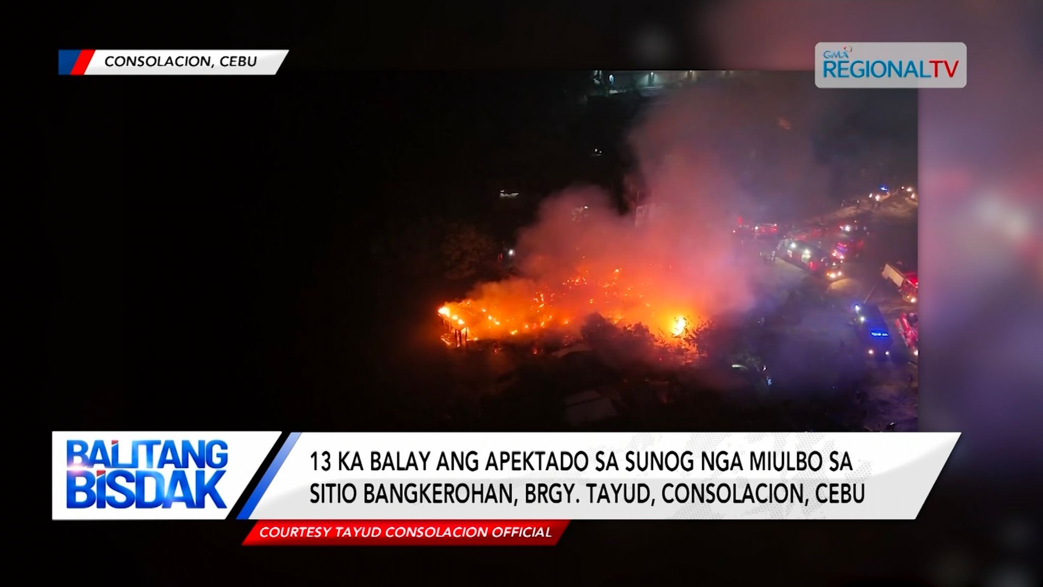 13 ka balay sa Brgy. Tayud, Consolacion, Cebu, apektado sa sunog