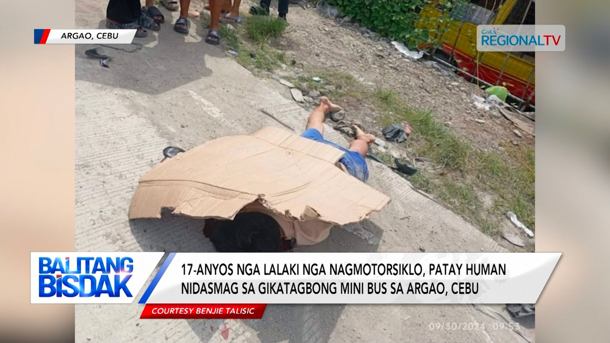 Lalaking nagmotorsiklo nga mi-overtake, patay human nakabangga ang bus