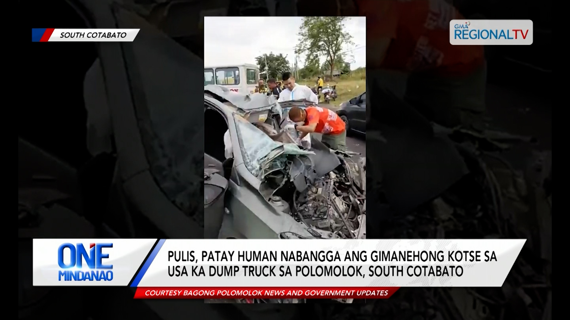 Pulis, patay human nabangga ang gimanehong kotse sa usa ka dump truck