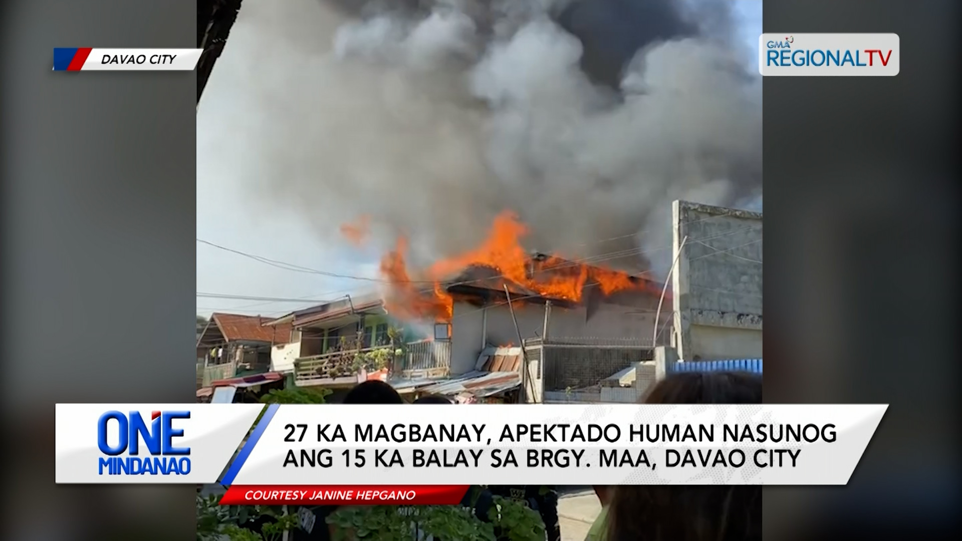 27 ka magbanay, apektado human nasunog ang 15 ka balay sa Brgy. Maa, Davao City