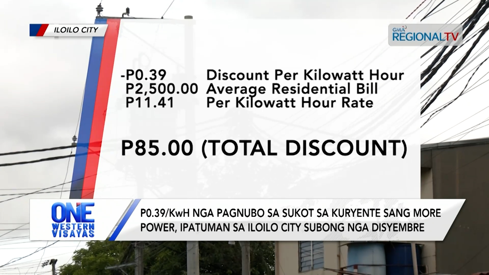 P0.39/KwH nga pagnubo sa sukot sa kuryente, ipatuman sa Iloilo City