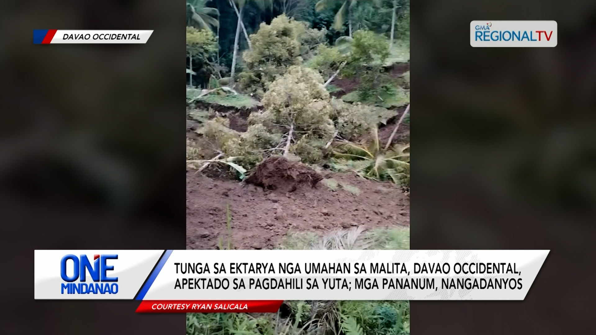 Pananum nadanyos sa landslide sa Davao Occidental