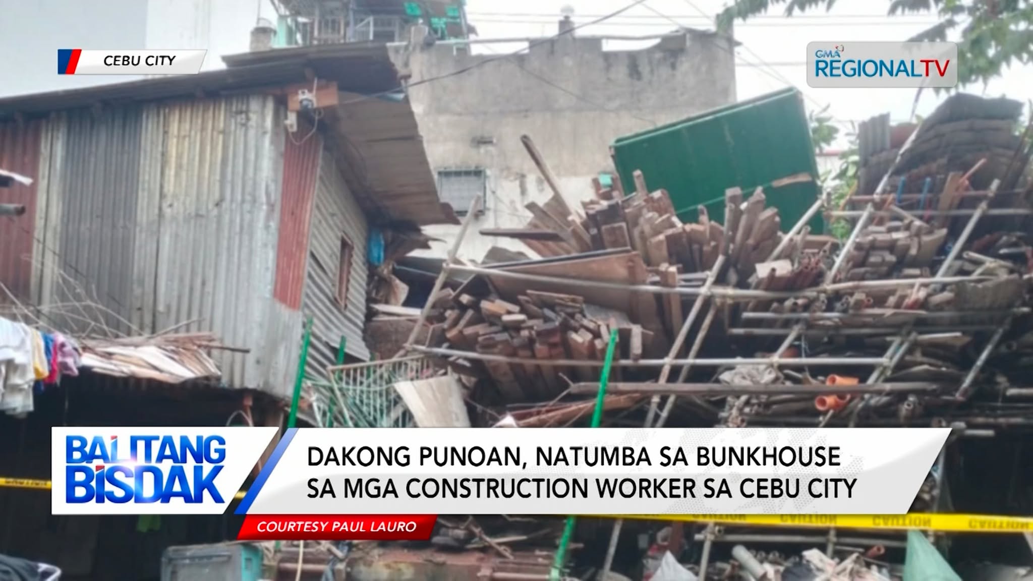 Dakong punoan sa kahoy, natumba sa bunkhouse; wala'y naangol
