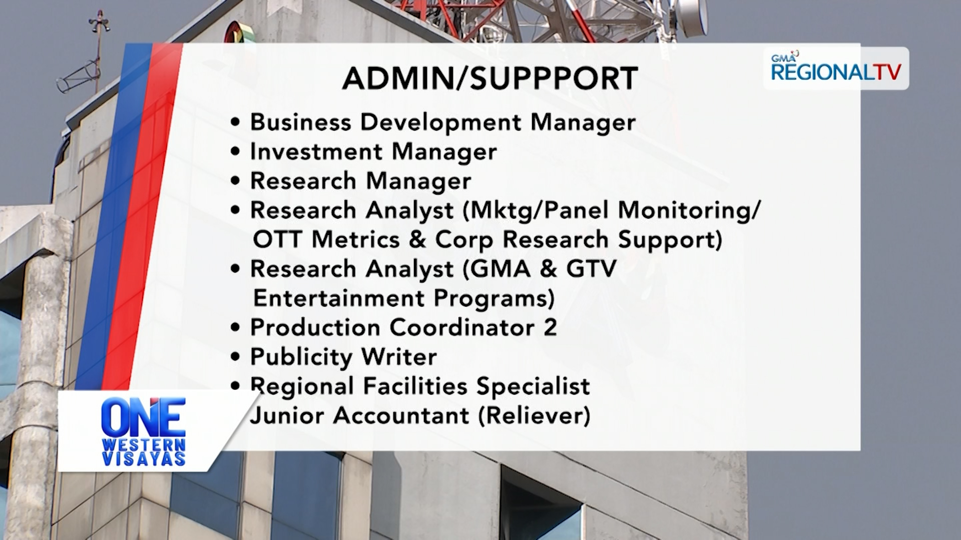 Mga bakante nga posisyon sa GMA Network nga sarang aplayan