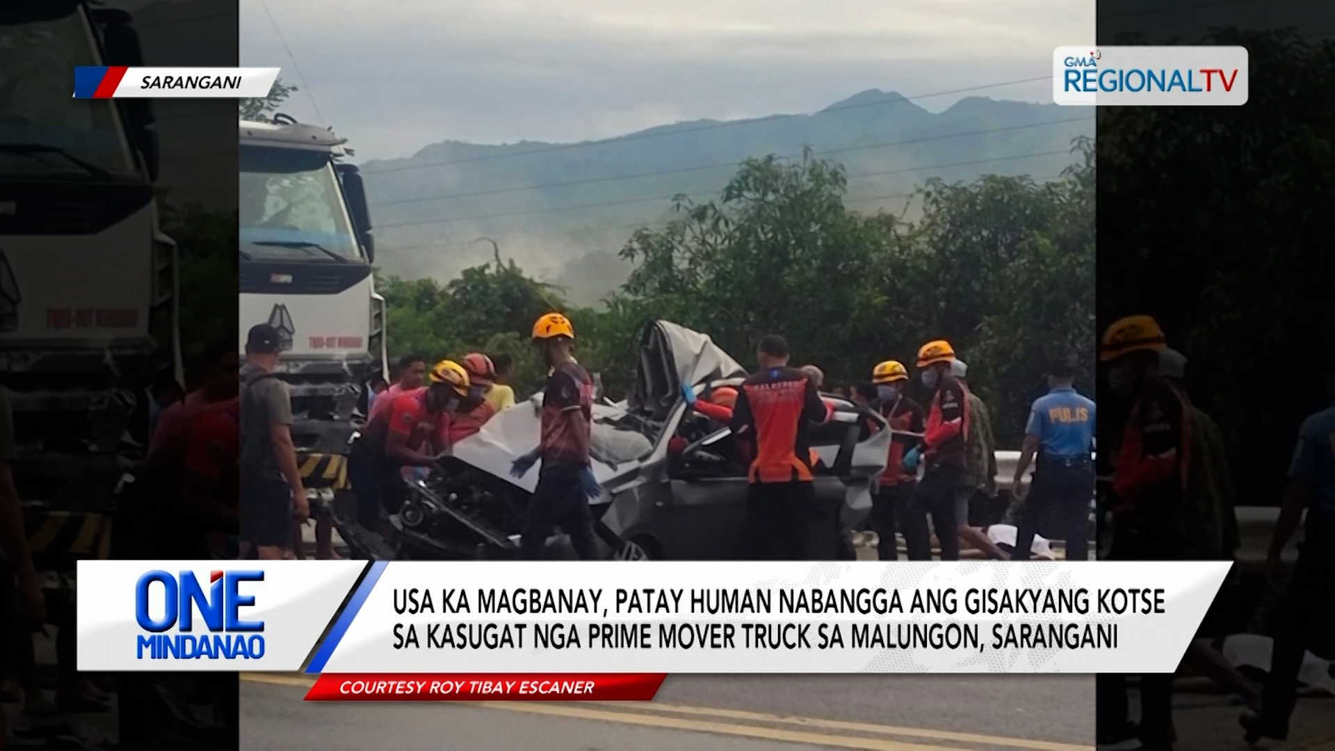 Usa ka magbanay, patay human nabangga ang gisakyang kotse sa kasugat nga truck