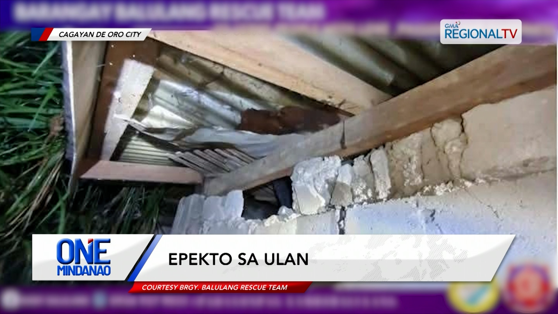 Usa ka balay sa Cagayan de Oro City, nadanyos human natagakan og dakong bato