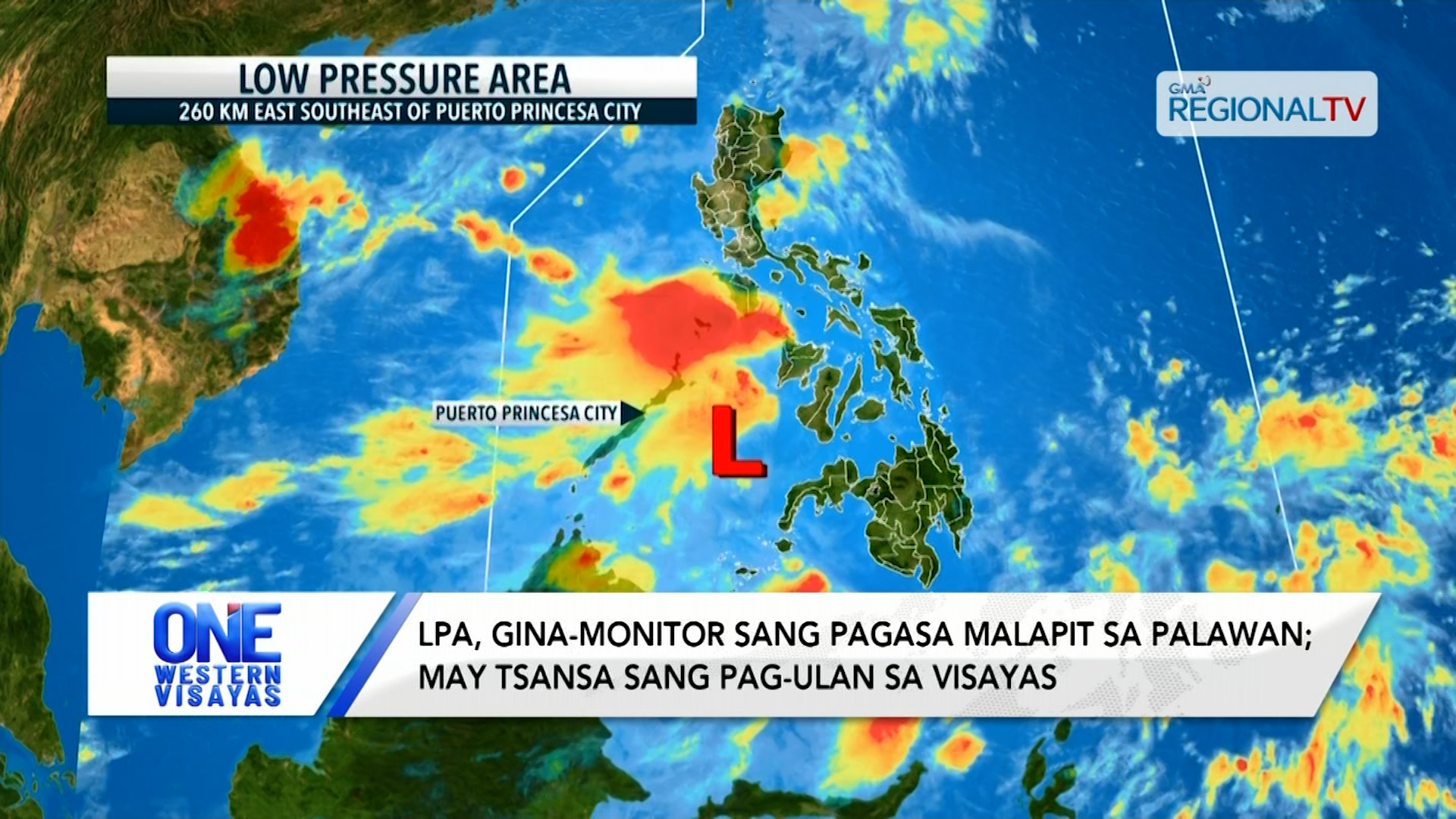 LPA, gina-monitor malapit sa Palawan; may tsansa sang pag-ulan sa Visayas. | One Western Visayas