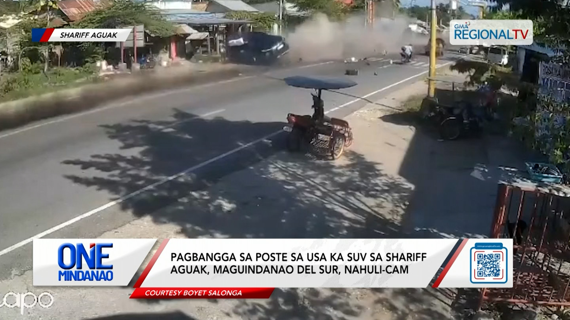 Pagbangga sa poste sa usa ka SUV, nahuli-cam | One Mindanao