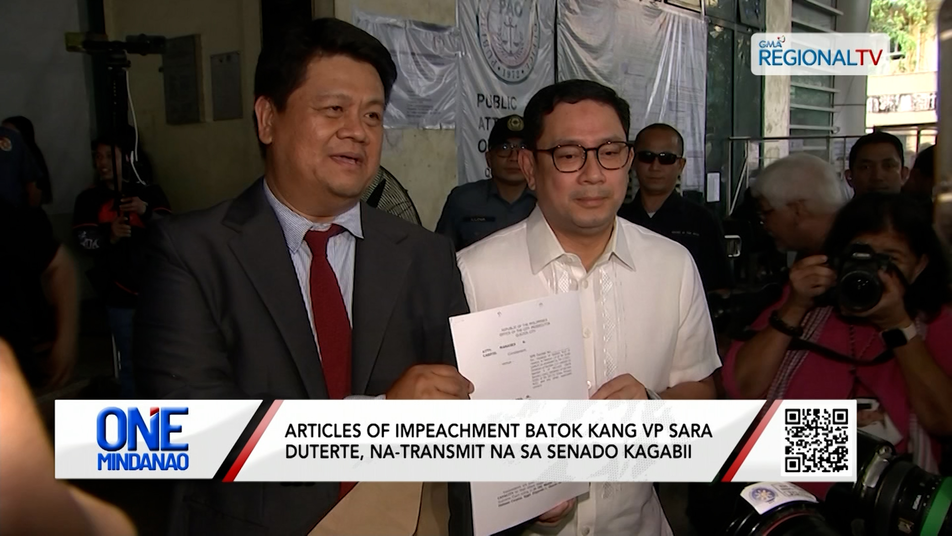 Articles of Impeachment batok kang VP Sara Duterte, na-transmit na I One Mindanao