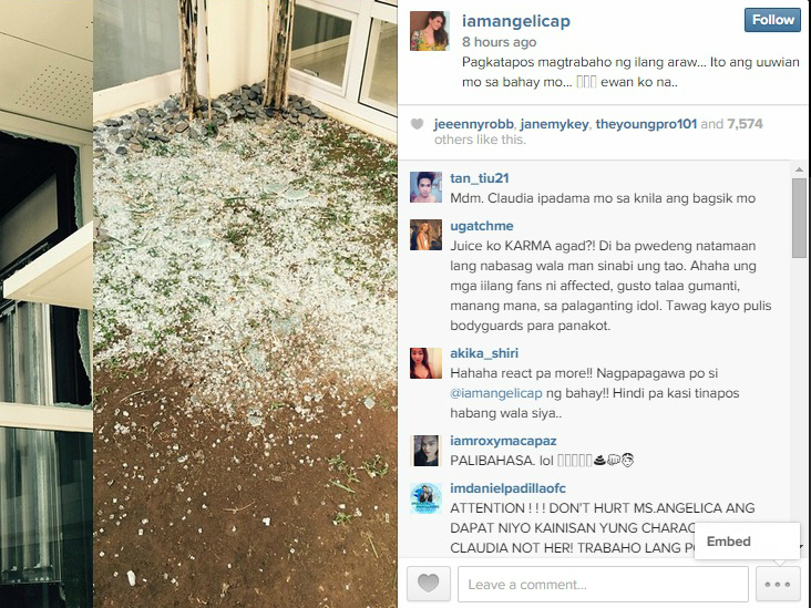 Angelica Panganiban finds glass panel shattered when she ...