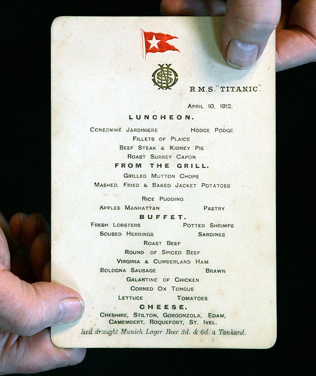 Titanic menu | Photos | GMA News Online