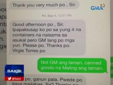 Customs releases text messages sent by ex-LTO chief Torres | GMA News ...