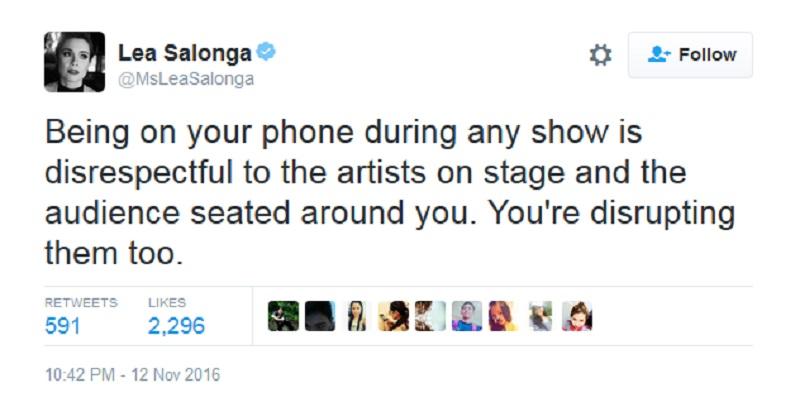 Lea Salonga hits 'rude, disrespectful' couple on their phones during ...