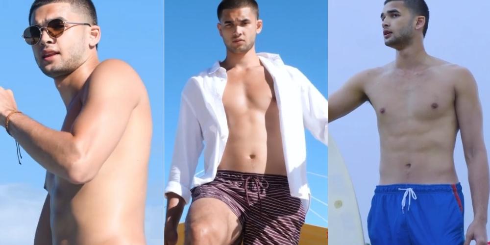 Beach boy Kobe Paras bares six-pack abs in new video.