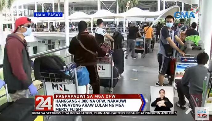 4,000 OFWs fly home on mercy flights | GMA News Online